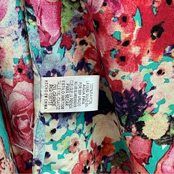 Floral Kimono Cardigan Vibrant Beach Summer Cover Vibe Plus Size 1X 2X Umgee - Picture 7 of 9